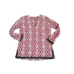 Roberta Roller Rabbit Red White‎ Geometric Print Cotton Tunic Top XS
